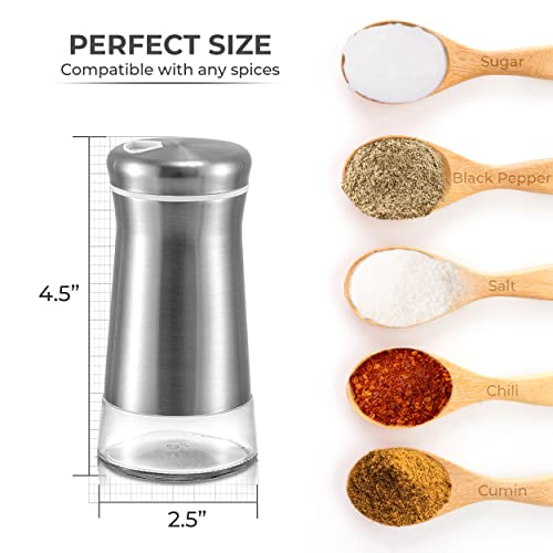 Kitchen & Go Salt Shaker or Pepper Shaker with Adjustable Pour Holes - Elegant Stainless Steel Spice Dispenser - Perfect for Himalayan, Table Salt, White and Black Pepper (Salt Shaker) - Image 5