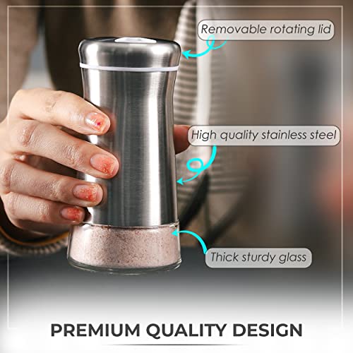 Kitchen & Go Salt Shaker or Pepper Shaker with Adjustable Pour Holes - Elegant Stainless Steel Spice Dispenser - Perfect for Himalayan, Table Salt, White and Black Pepper (Salt Shaker) - Image 4