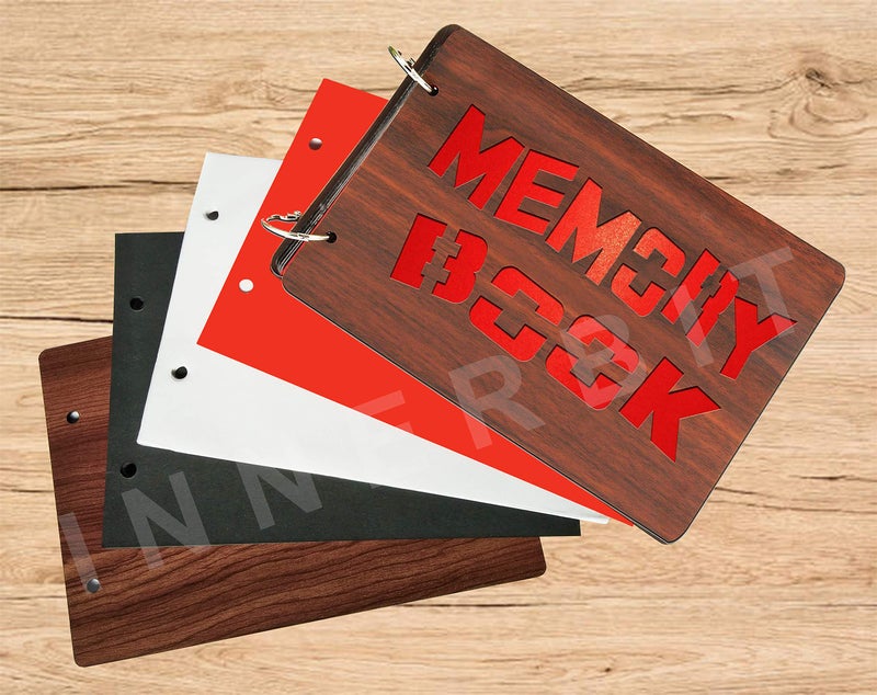 innerbit® 'Memory Book' Artistic Wooden Photo Album Scrap Book 30 Pages - Size (22 cm x 15 cm) Gift Item - Image 5