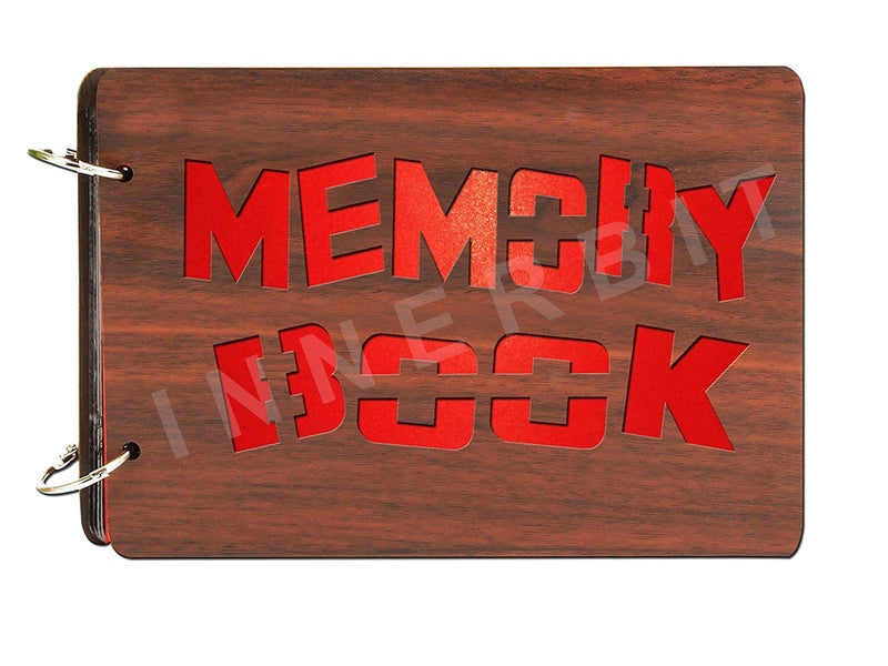 innerbit® 'Memory Book' Artistic Wooden Photo Album Scrap Book 30 Pages - Size (22 cm x 15 cm) Gift Item - Image 1