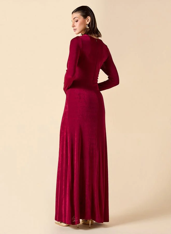 2Xtremz 2Xtremz Halter Neck Maxi Dress with Long Sleeves and Twisted Detail