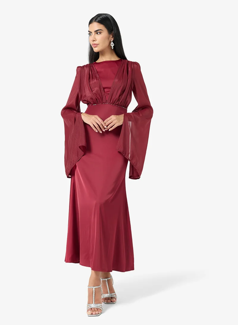 A-line Dress With Puff Sleeves