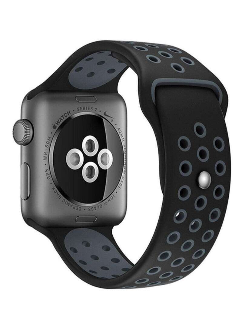 Apple Watch Strap, Nike Apple Watch band for Apple Watch Series 5/6/7 42/44/45mm Black Grey - Image 3