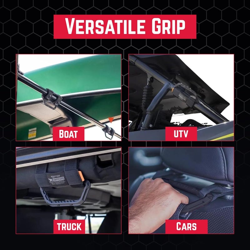 GPCA Universal Grab Handle for Jeep Wrangler(1997-2023), UTVs, ATV, Boats and More, Foldable Roll Bar Grab Handle & Headrest Hand Grip Combo Pack (2+2pack, Black) - Image 3