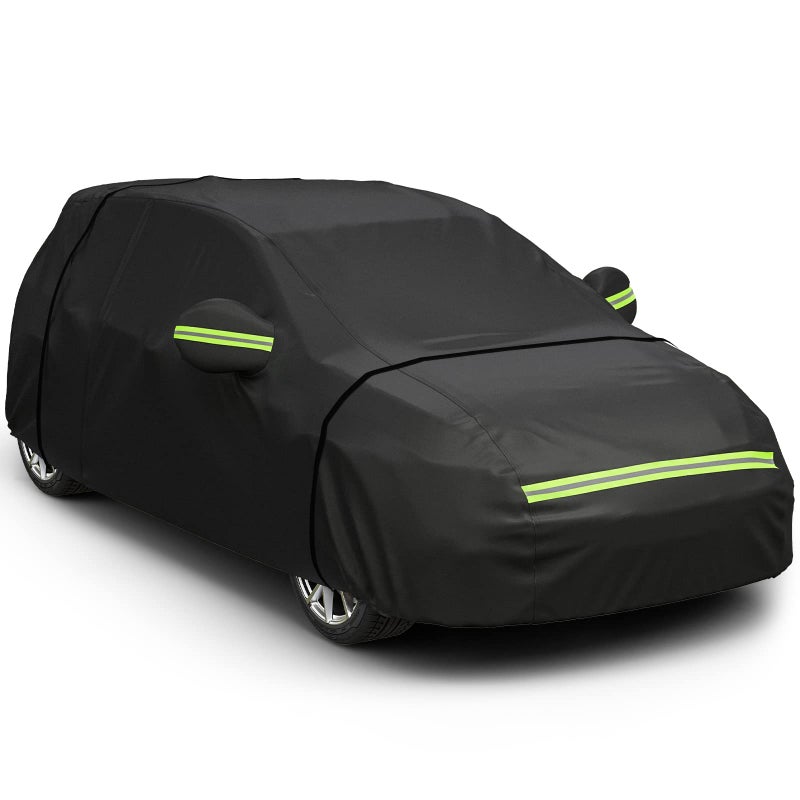 Favoto Hatchback Cover Car Cover Universal Fit 157 to 171 inch Right Side Zipper Design Sun Protection Waterproof Windproof Dustproof Snow Leaves Scratch Resistant Full Exterior Covers Black - Image 1