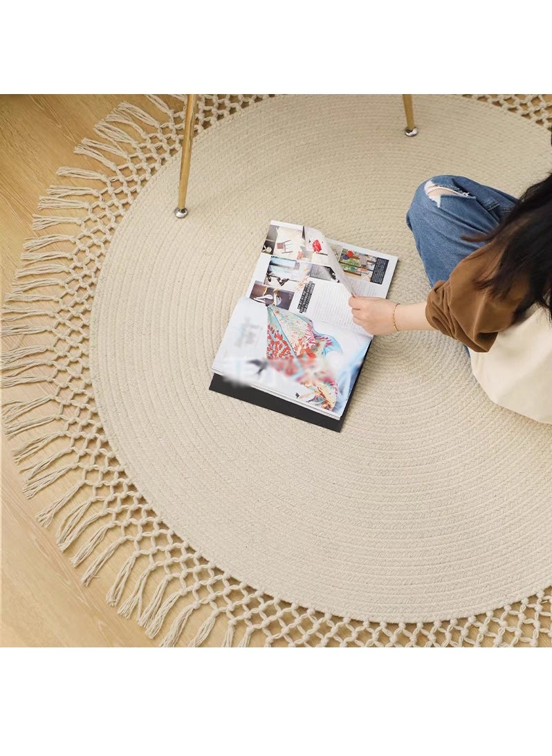 LINGWEI Round Area Rug Carpet For Bedroom Cotton Febric Floor Mat For Living Room Bedroom Carpet Nurseri Rug Carpet For Indoor Outdoor  - Image 1