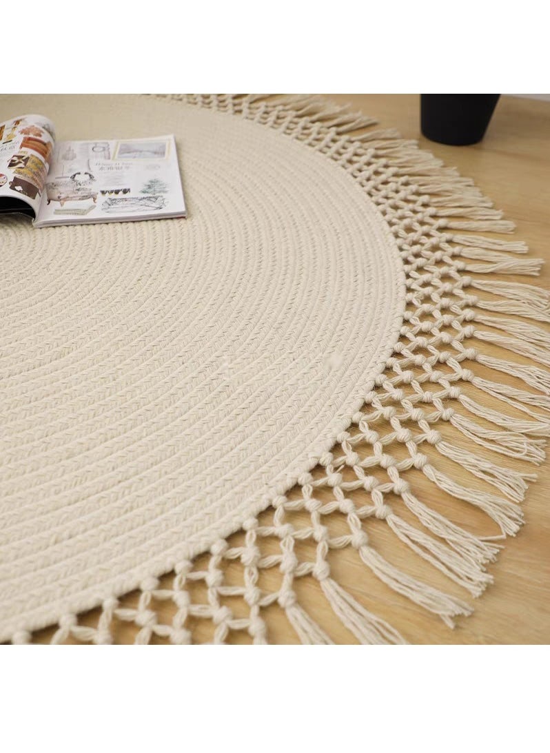 LINGWEI Round Area Rug Carpet For Bedroom Cotton Febric Floor Mat For Living Room Bedroom Carpet Nurseri Rug Carpet For Indoor Outdoor  - Image 3