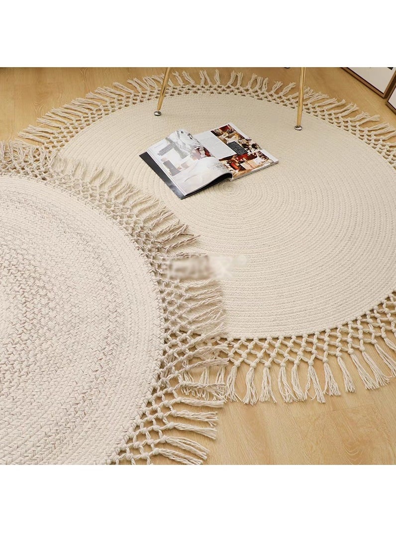 LINGWEI Round Area Rug Carpet For Bedroom Cotton Febric Floor Mat For Living Room Bedroom Carpet Nurseri Rug Carpet For Indoor Outdoor  - Image 5