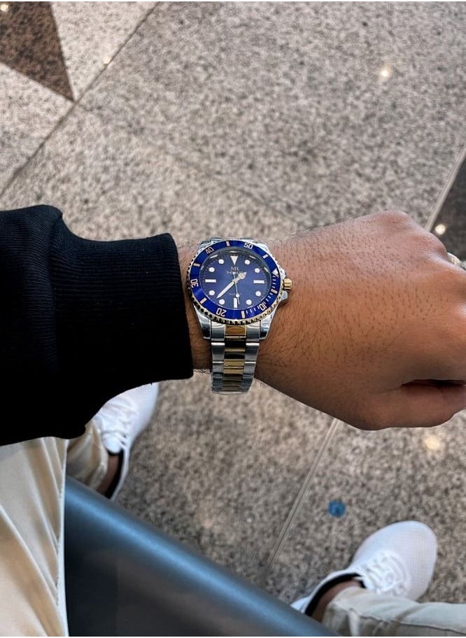 MIKE Men's Watch In Silver And Gold With A Blue Dial  - Image 1