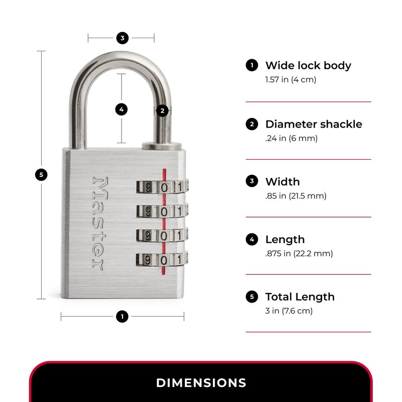 Master Lock 643D Set Your Own Combination Padlock, 1 Pack, Silver - Image 4