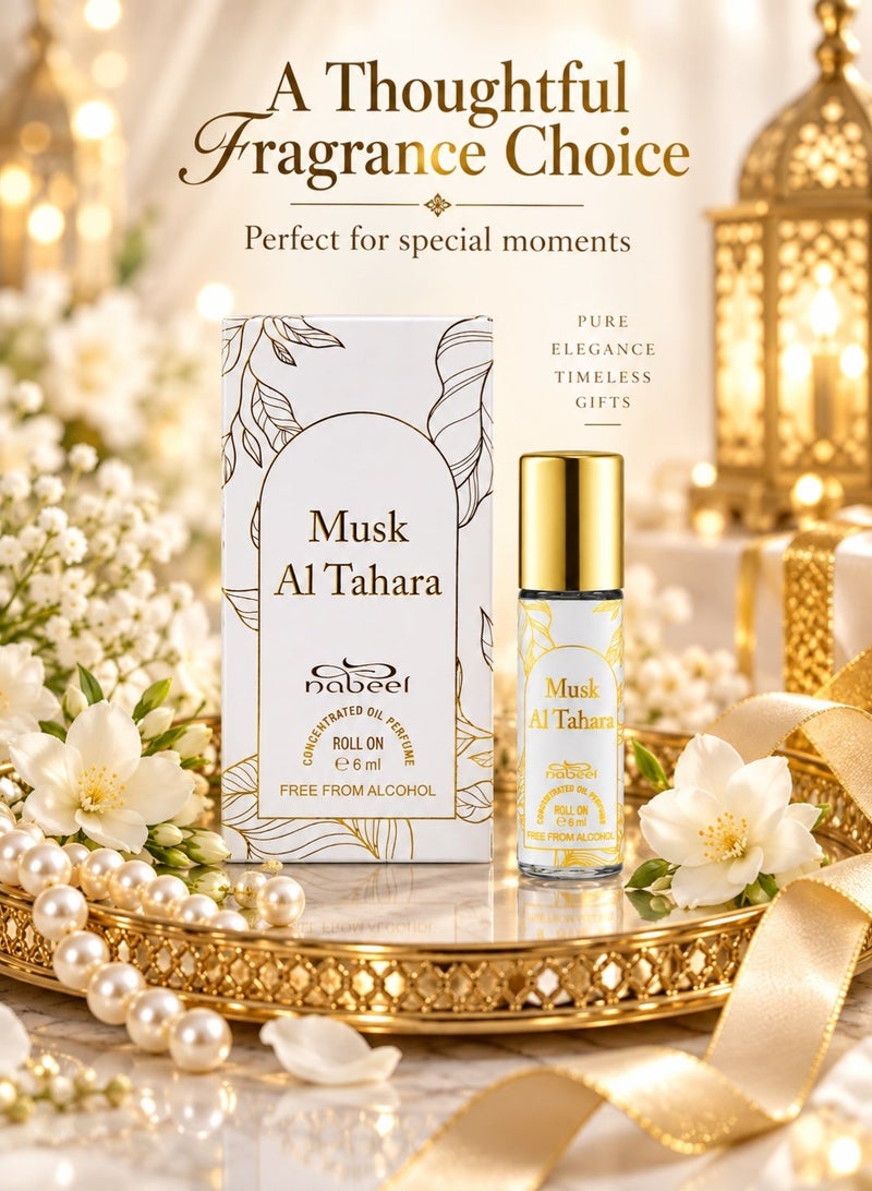 Nabeel 6 Pcs Nabeel Musk Al Tahara Pure White Musk Roll On Perfume Oil 6 ML Clean Intimate and Long-Lasting Elegance - Image 4