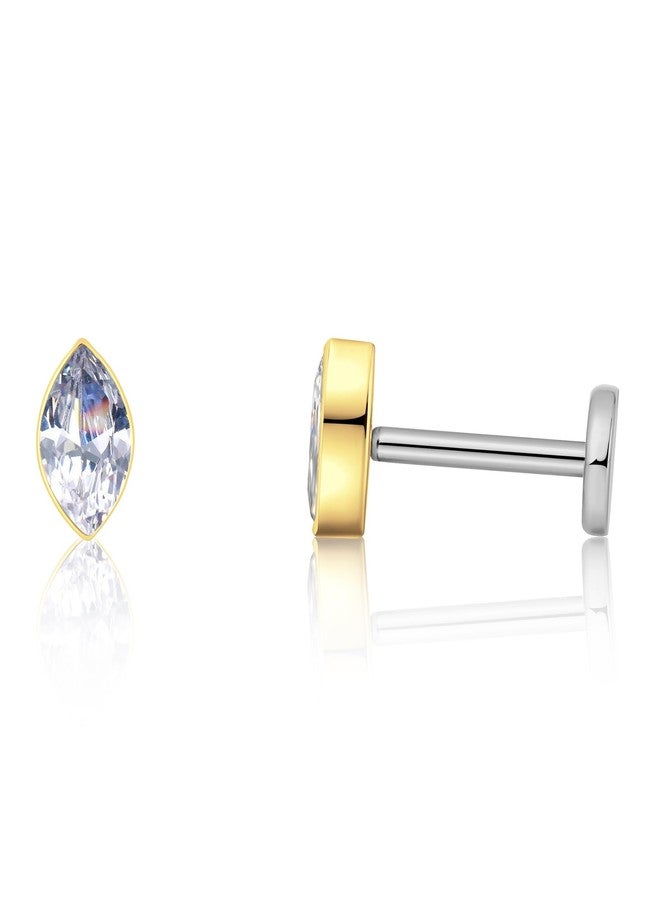 Limerencia G23 Hypoallergenic 18g Flat Back Stud Earrings, 2PCS Implant Grade Titanium Press Fit Threadless Push Pop in Cartilage Helix Labret Lip Monroe Tragus Piercing Studs, 6 millimeters, Titanium - Image 1