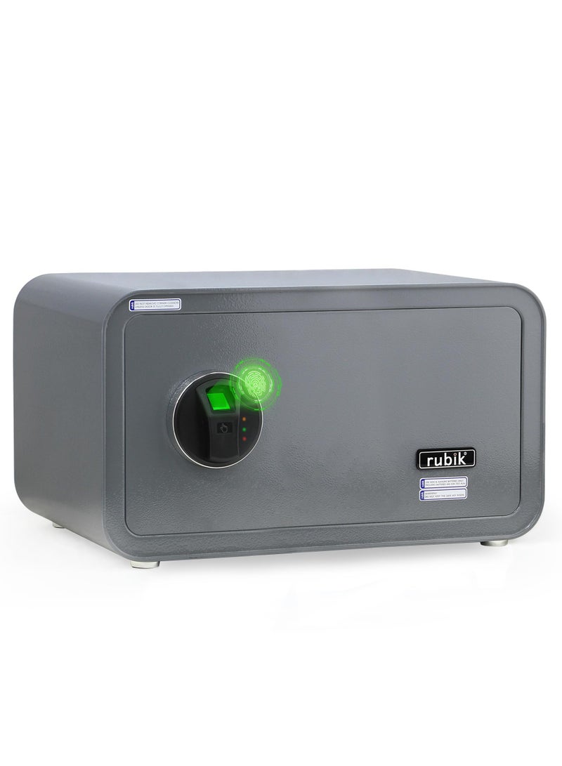 Rubik Wide Safe Box with Fingerprint Lock, A4 Document Size Biometric Safety Deposit Box for Money Documents Home Office RB23QCF (23x43x35cm) (grey) - Image 1