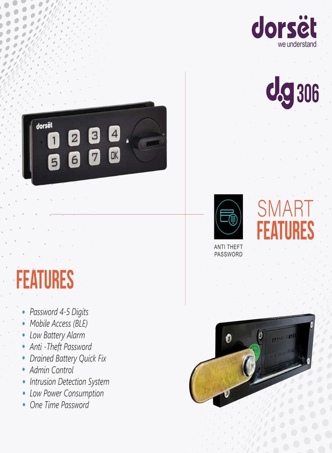 Dorset Password Drawer Lock| Pack of 2 | 4 to 15 Digit Password | One Time Password | Ideal for Door Thickness 16-24 mm - Black - Image 2