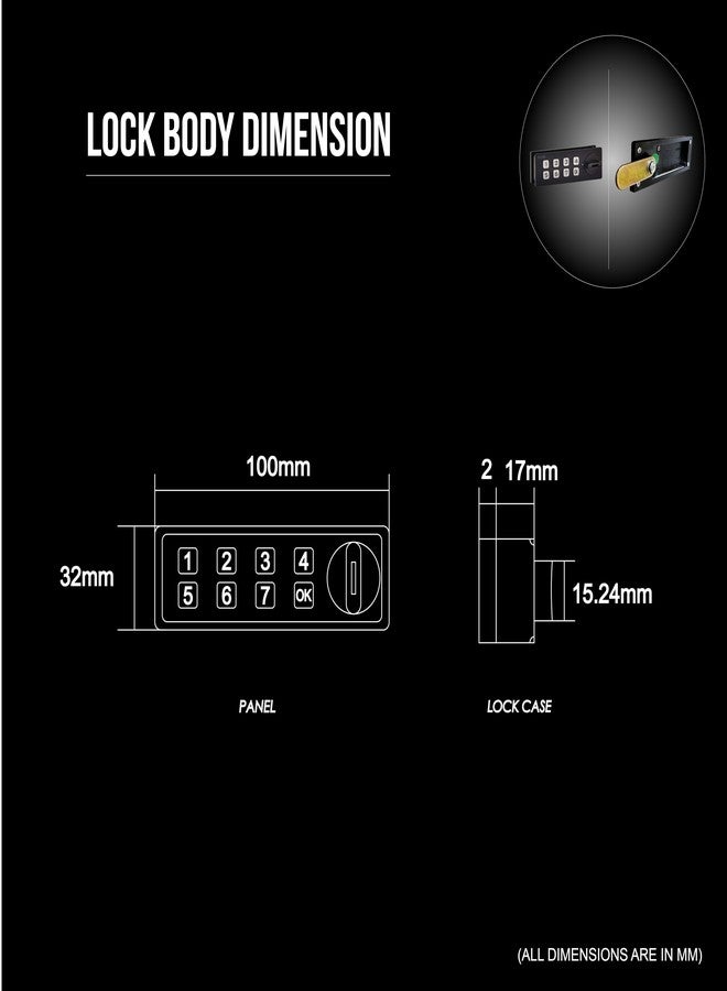 Dorset Password Drawer Lock| Pack of 2 | 4 to 15 Digit Password | One Time Password | Ideal for Door Thickness 16-24 mm - Black - Image 4