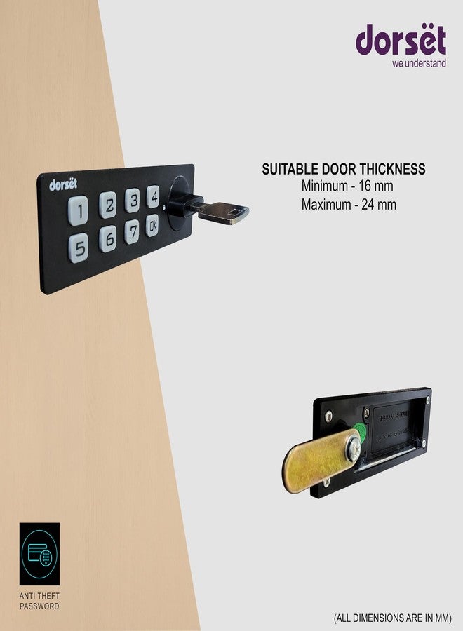 Dorset Password Drawer Lock| Pack of 2 | 4 to 15 Digit Password | One Time Password | Ideal for Door Thickness 16-24 mm - Black - Image 3