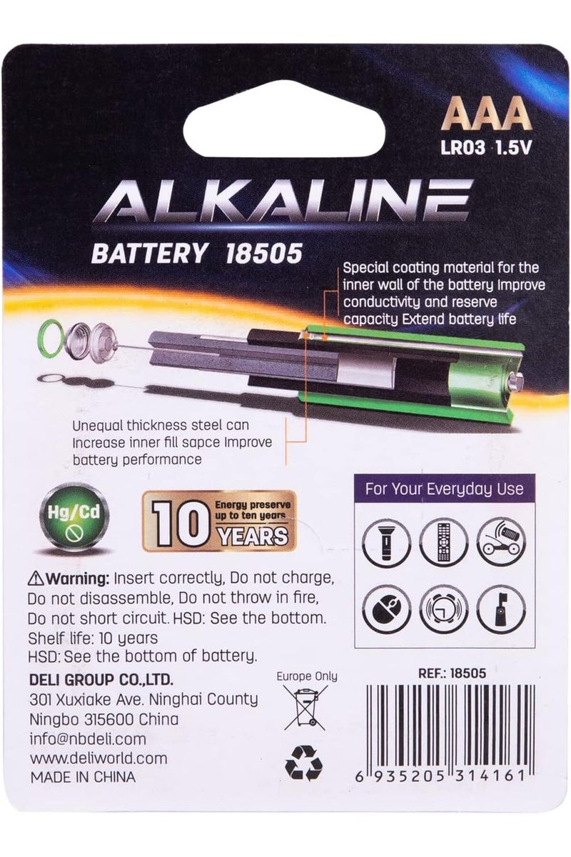 Deli AAA LR03 Alkaline Battery 4-Pieces - Image 5
