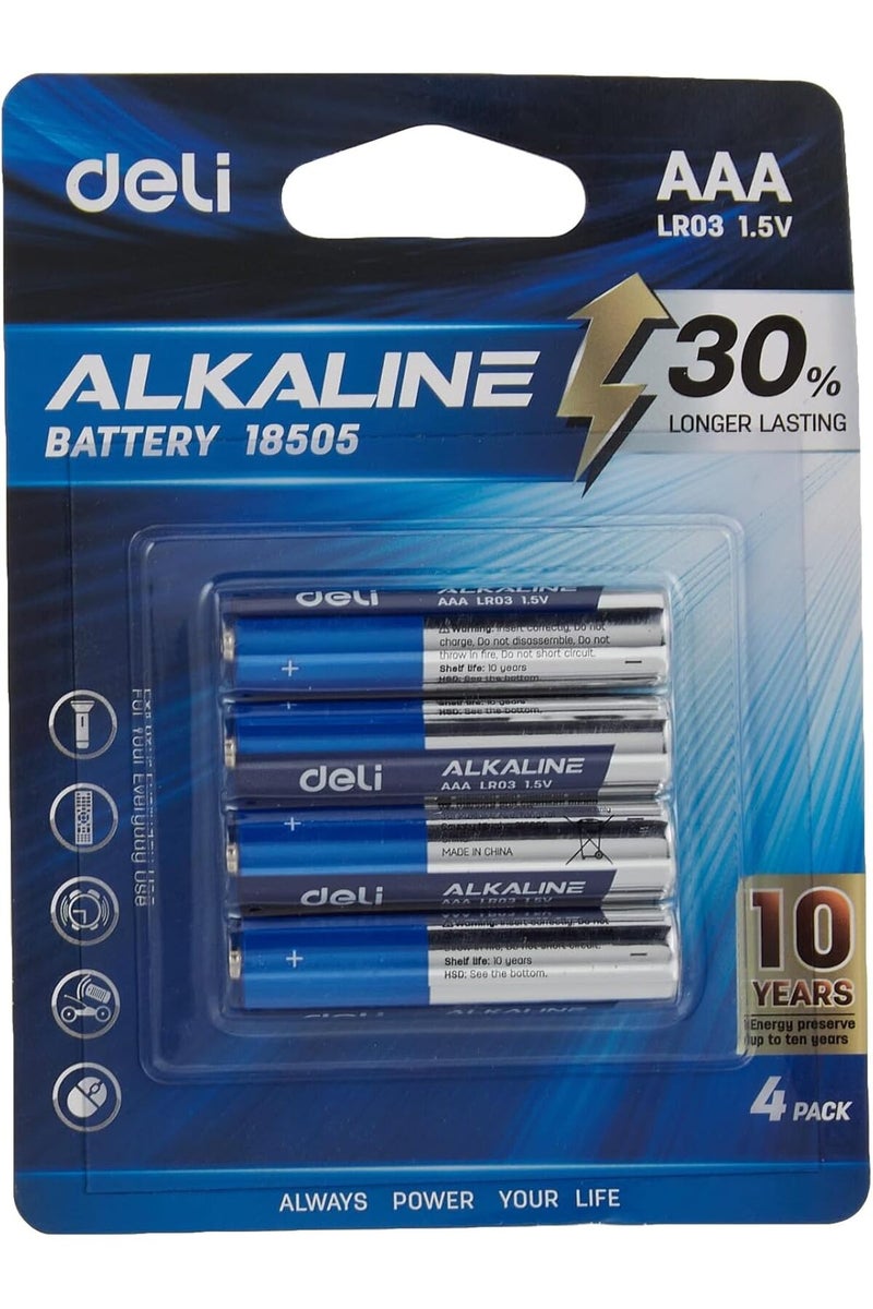 Deli AAA LR03 Alkaline Battery 4-Pieces - Image 1