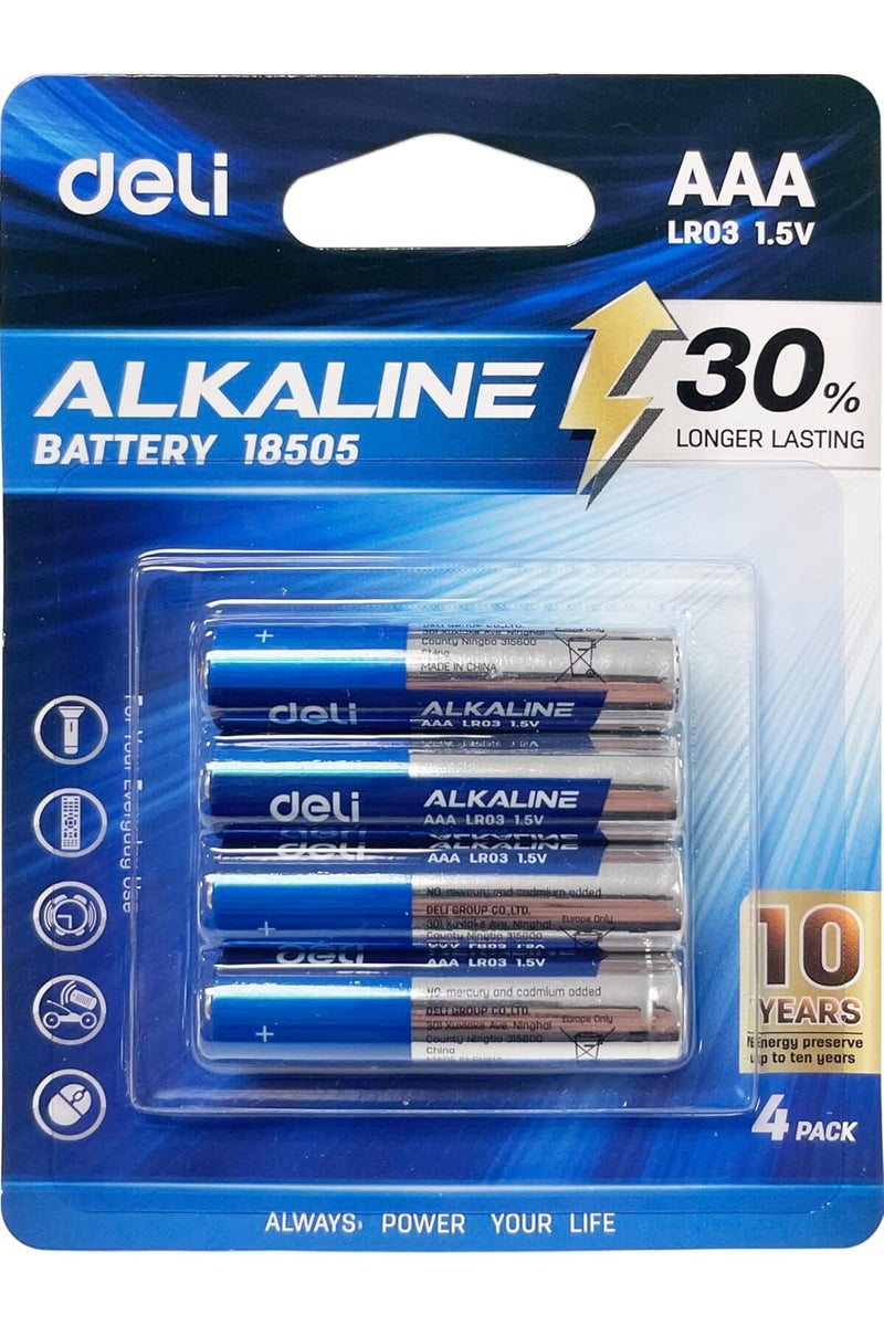 Deli AAA LR03 Alkaline Battery 4-Pieces - Image 3
