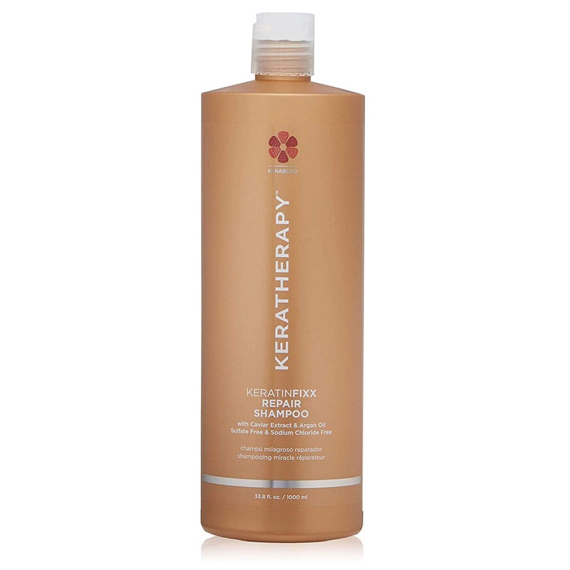 KERATHERAPY Keratin Infused KeratinFIXX Repair Shampoo, 33.8 fl. oz., 1000 ml - Repair Shampoo for Dry, Damaged or Frizzy Hair with Caviar Extract, Argan Oil & Kerabond Technology to Repair Breakage