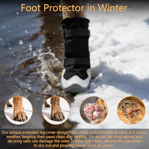 BECEMURU Dog Snow Boots for Winter,Double-Straps Anti-Fall Off Dog Booties Shoes, Non-Slip Paw Protectors for Outdoor Walking Hiking in Snowy or Rainy Day (Black, 2#) - Image 3