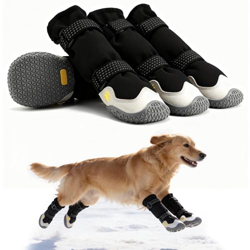 BECEMURU Dog Snow Boots for Winter,Double-Straps Anti-Fall Off Dog Booties Shoes, Non-Slip Paw Protectors for Outdoor Walking Hiking in Snowy or Rainy Day (Black, 2#) - Image 1
