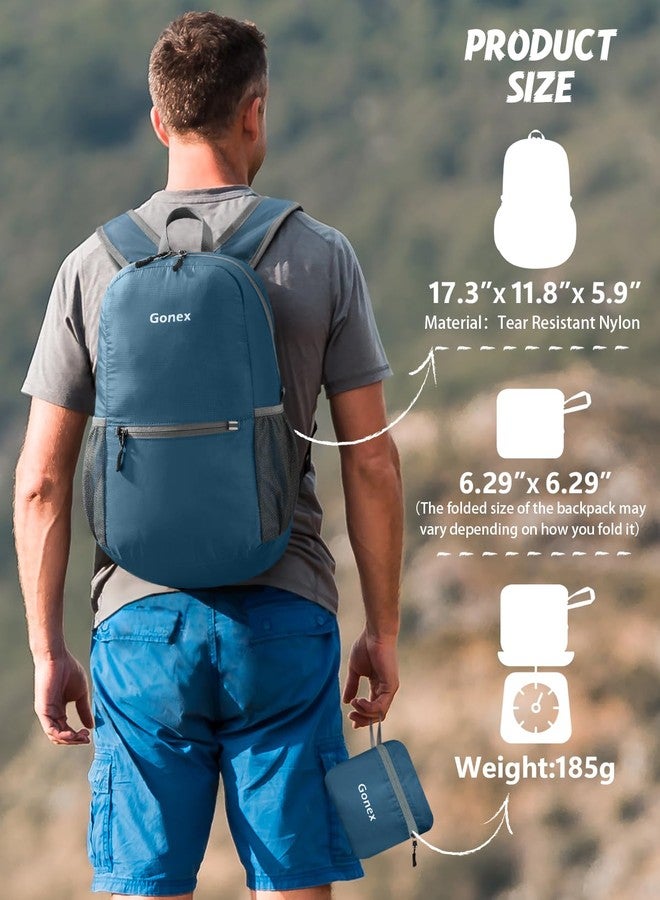 Gonex Ultra Lightweight Packable Backpack Daypack Handy Foldable Camping Outdoor Travel Cycling Backpacking(Grey Blue) - Image 3