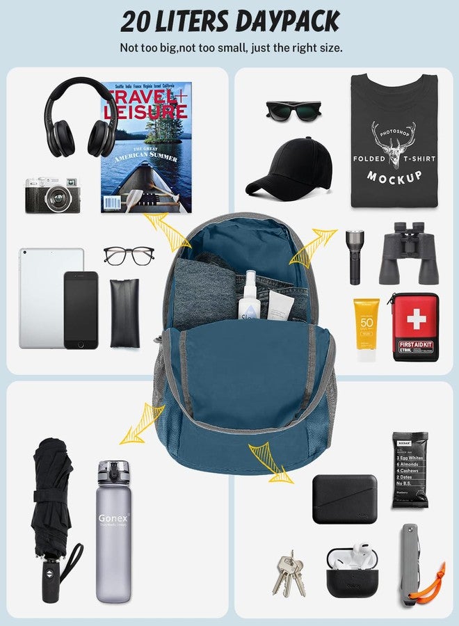 Gonex Ultra Lightweight Packable Backpack Daypack Handy Foldable Camping Outdoor Travel Cycling Backpacking(Grey Blue) - Image 5