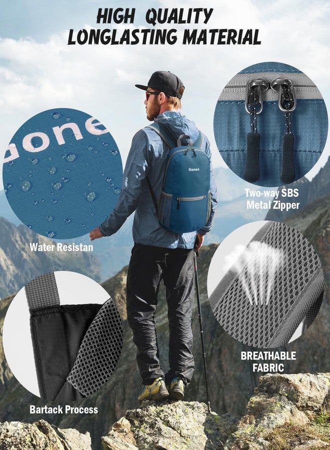 Gonex Ultra Lightweight Packable Backpack Daypack Handy Foldable Camping Outdoor Travel Cycling Backpacking(Grey Blue) - Image 4