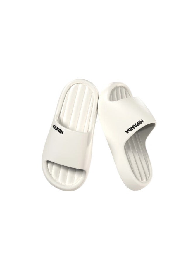 Hipanda Women's Slippers Outdoor Wear Non-slip Durable 3.0cm Eva Thick Sole Shock Absorption Lightweight Soft Elastic Shoes Off-white Size 36-37