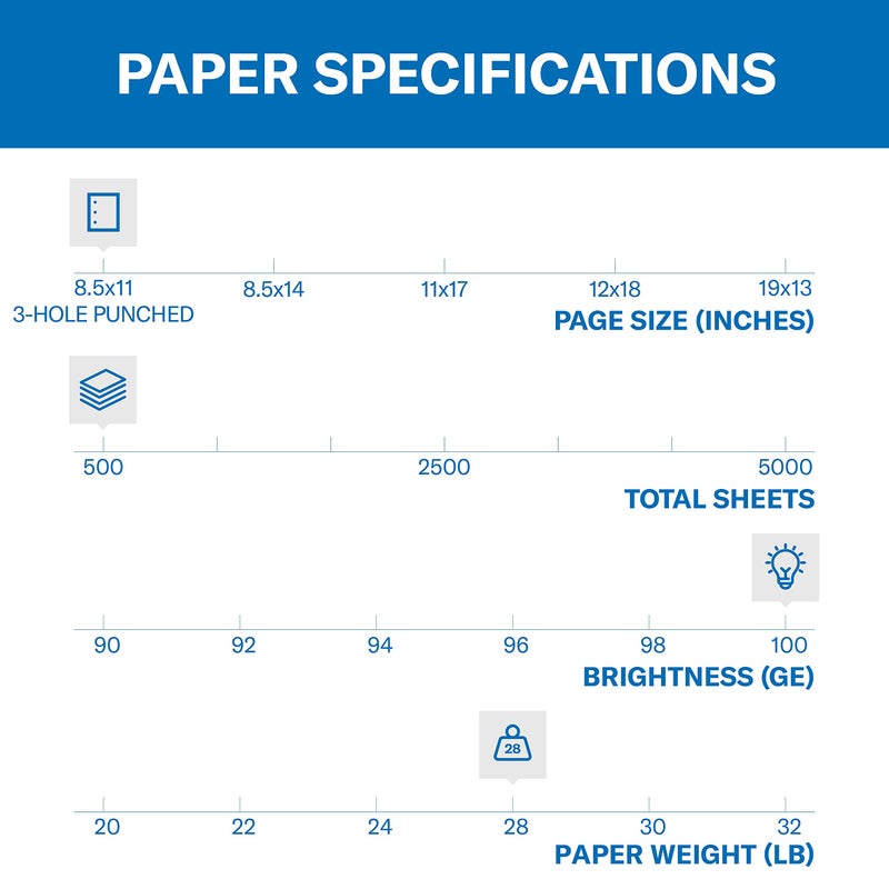 Hammermill Printer Paper, Premium Color 28 lb Copy Paper, 3 Hole - 1 Ream (500 Sheets) - 100 Bright, Made in the USA, 102500R - Image 2