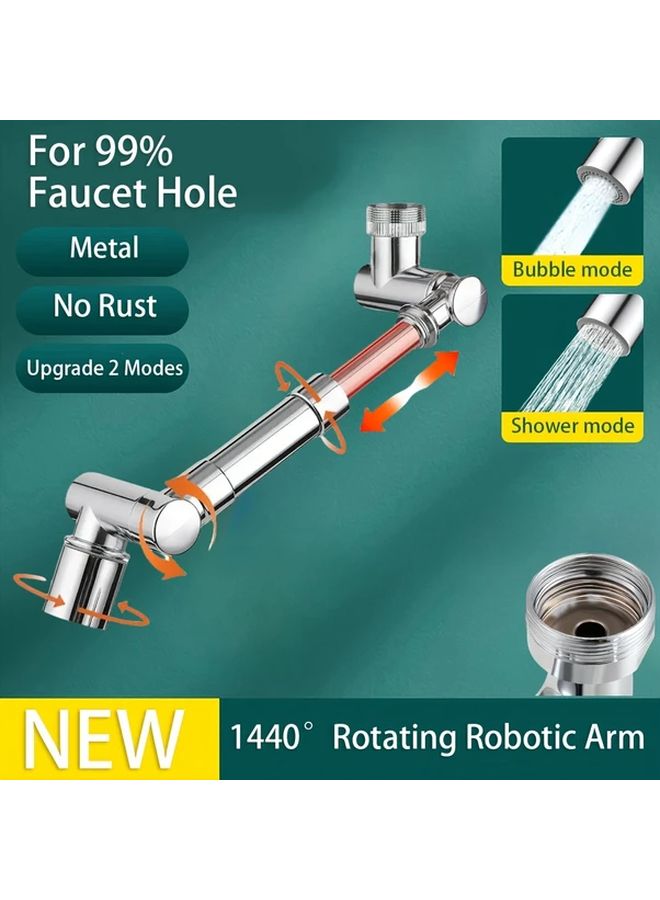 Upgraded Telescopic Second Gear Robot Arm Space Silver 1440 Rotating Full Copper Faucet Dual Mode Bubble Shower Ideal Gift - Image 3