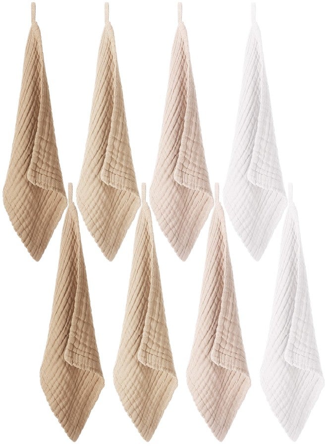 SmoothNovelty 8 Pcs Baby Washcloths for Newborn 12 x 12 Inch Muslin Face Towels Cotton Absorbent for Delicate Skin Soft Muslin Cloth Reusable Baby Registry as Shower Gift, 4 Colors (Light Color) - Image 1