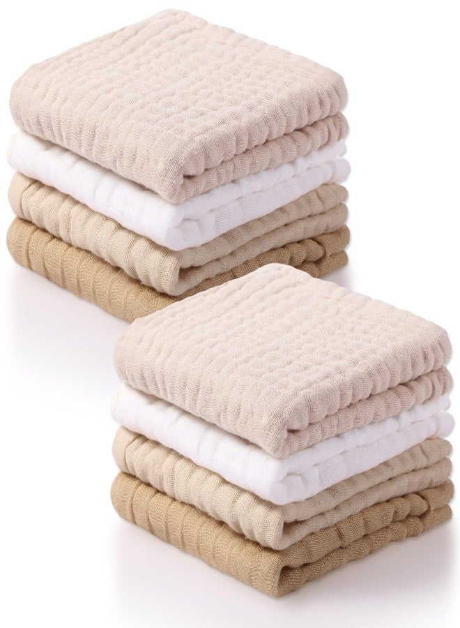 SmoothNovelty 8 Pcs Baby Washcloths for Newborn 12 x 12 Inch Muslin Face Towels Cotton Absorbent for Delicate Skin Soft Muslin Cloth Reusable Baby Registry as Shower Gift, 4 Colors (Light Color) - Image 2