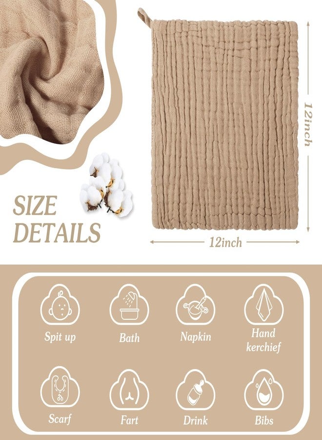 SmoothNovelty 8 Pcs Baby Washcloths for Newborn 12 x 12 Inch Muslin Face Towels Cotton Absorbent for Delicate Skin Soft Muslin Cloth Reusable Baby Registry as Shower Gift, 4 Colors (Light Color) - Image 3