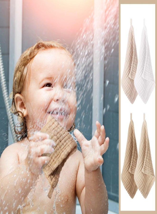 SmoothNovelty 8 Pcs Baby Washcloths for Newborn 12 x 12 Inch Muslin Face Towels Cotton Absorbent for Delicate Skin Soft Muslin Cloth Reusable Baby Registry as Shower Gift, 4 Colors (Light Color) - Image 5