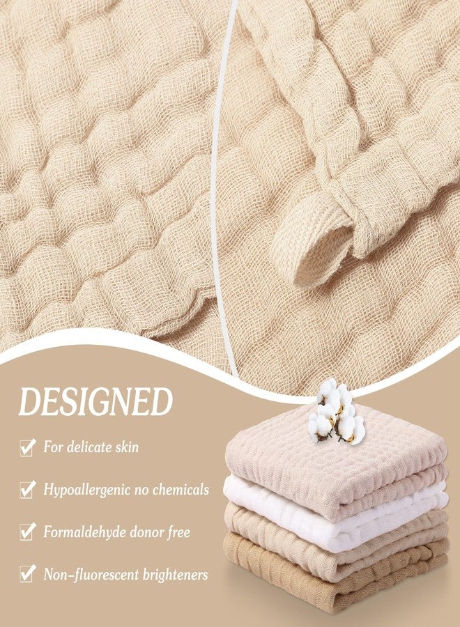 SmoothNovelty 8 Pcs Baby Washcloths for Newborn 12 x 12 Inch Muslin Face Towels Cotton Absorbent for Delicate Skin Soft Muslin Cloth Reusable Baby Registry as Shower Gift, 4 Colors (Light Color) - Image 4