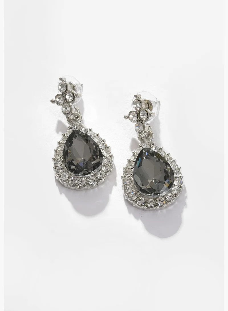 SOHI Silver Plated Designer Stone Necklace and Earring Set Jewellery Set