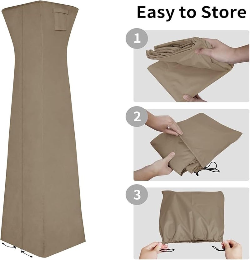Khaki Waterproof UV Resistant Pyramid Patio Heater Cover with Zipper Easy Installation - Image 4