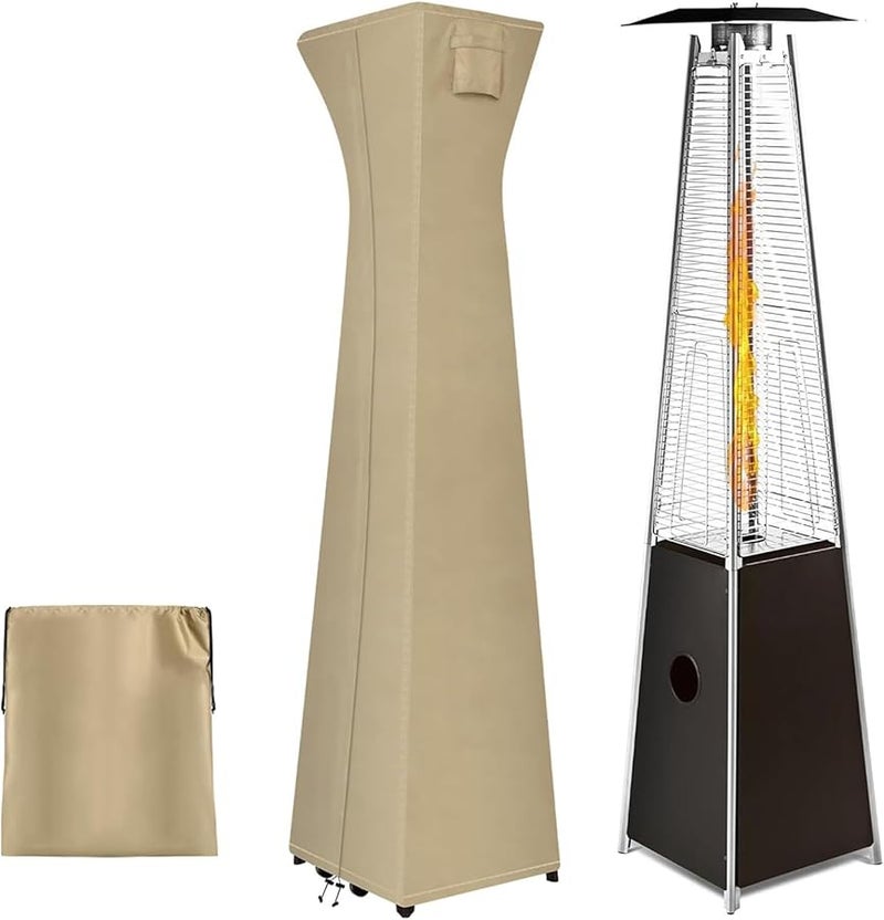 Khaki Waterproof UV Resistant Pyramid Patio Heater Cover with Zipper Easy Installation - Image 2