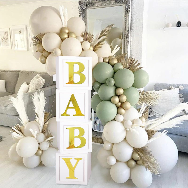 QIFU Baby Shower Decorations Baby Balloon Boxes Blocks with 30 Letters for DIY Boy Girl 1st Birthday, Teddy Bear Baby Shower, Bridal Shower, Gender Reveal Party Decoration by QIFU - Image 1