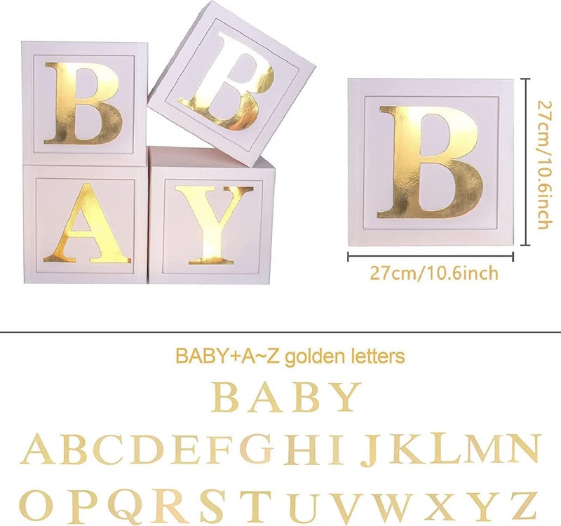 QIFU Baby Shower Decorations Baby Balloon Boxes Blocks with 30 Letters for DIY Boy Girl 1st Birthday, Teddy Bear Baby Shower, Bridal Shower, Gender Reveal Party Decoration by QIFU - Image 2