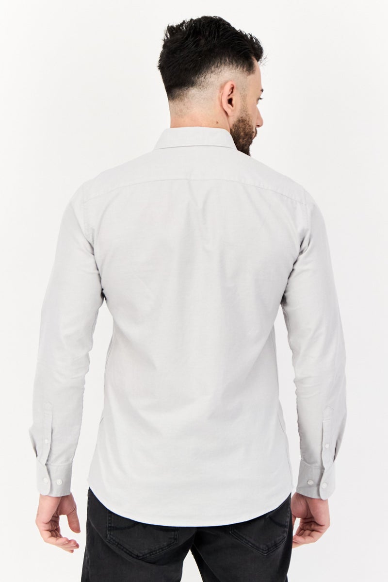 Algspar قميص رجالي عادي بأكمام طويلة، رمادي - Image 3