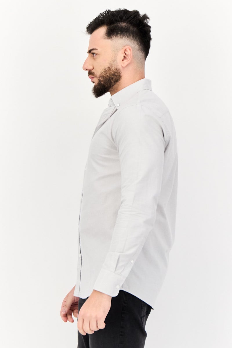 Algspar قميص رجالي عادي بأكمام طويلة، رمادي - Image 2