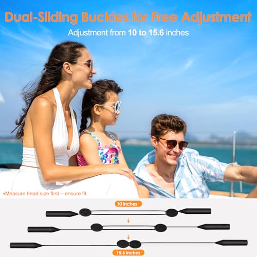 Coikcer 4 Pack Glasses Strap, Adjustable Sports Sunglasses Strap, No-Tail Anti-Slip Eyewear Retainer & Glasses Neck Cord, Steel Wire Reinforced for Running Fitness Work, Black - Image 3