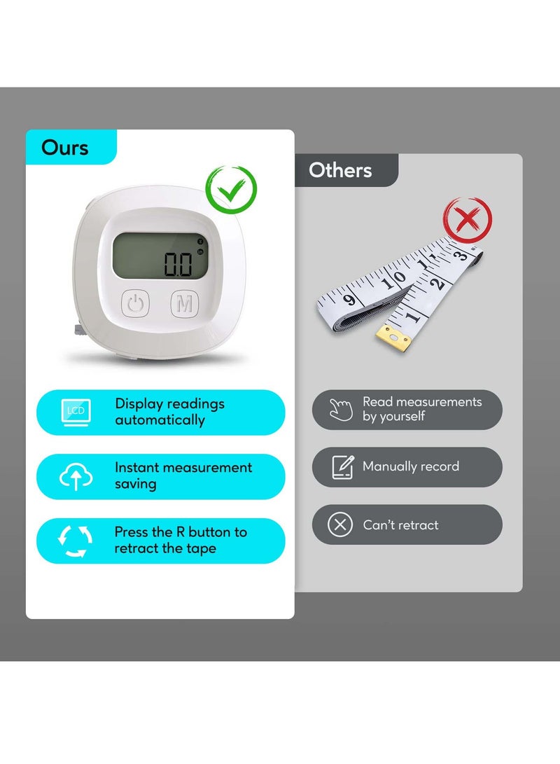 Excefore Tape Measure for Body, Smart Bluetooth Digital Measuring Tape with App, Retractable Function, Accurate Measurement Tape for Weight Loss, Muscle Gain, Fitness Bodybuilding, Inches & CM - Image 3