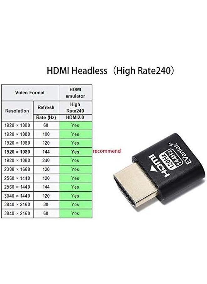 erorex - Hdmi Headless（High Rate240） Hdmi Dummy Plug Headless Ghost Display Emulator Black 3Pcs - Image 1