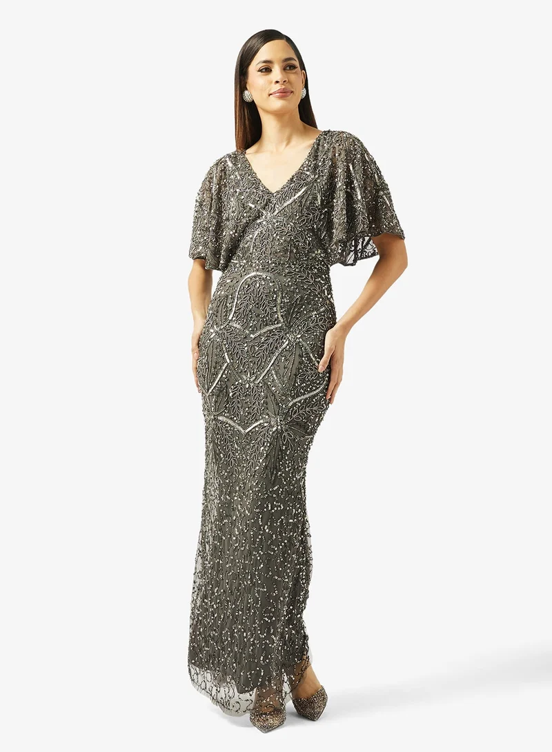 Beauut  V-Neck Embellished Maxi Dress for Women | Best Price UAE