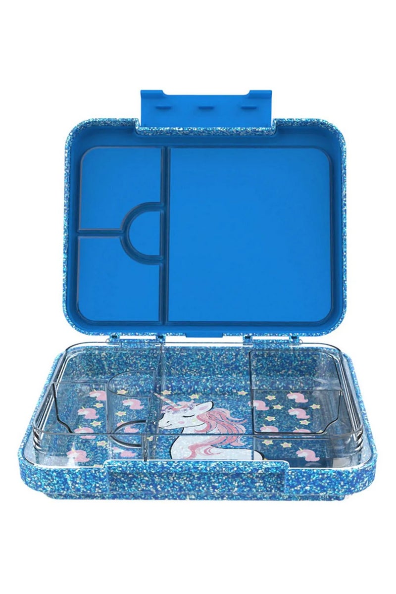 StarMarz Unicorn Bento Glitter Lunch Box – 4–6 Compartments, 1195Ml Capacity, Sandwich Cutters, Fruit Pickers & Detachable Tray – Multicolor - Image 2