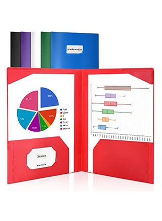 6 Pack 2Pocket Folders With Labels Heavy Duty Plastic Folders With Pockets Plastic Pocket Folders With Business Card Slot Letter Size Poly Two Pocket Folder Colored School Folders For Kids - pzsku/Z0A8E75EF26A5FC15370DZ/45/_/1693829650/62f4f1ff-72d0-4a34-97e1-c37981ca58e5